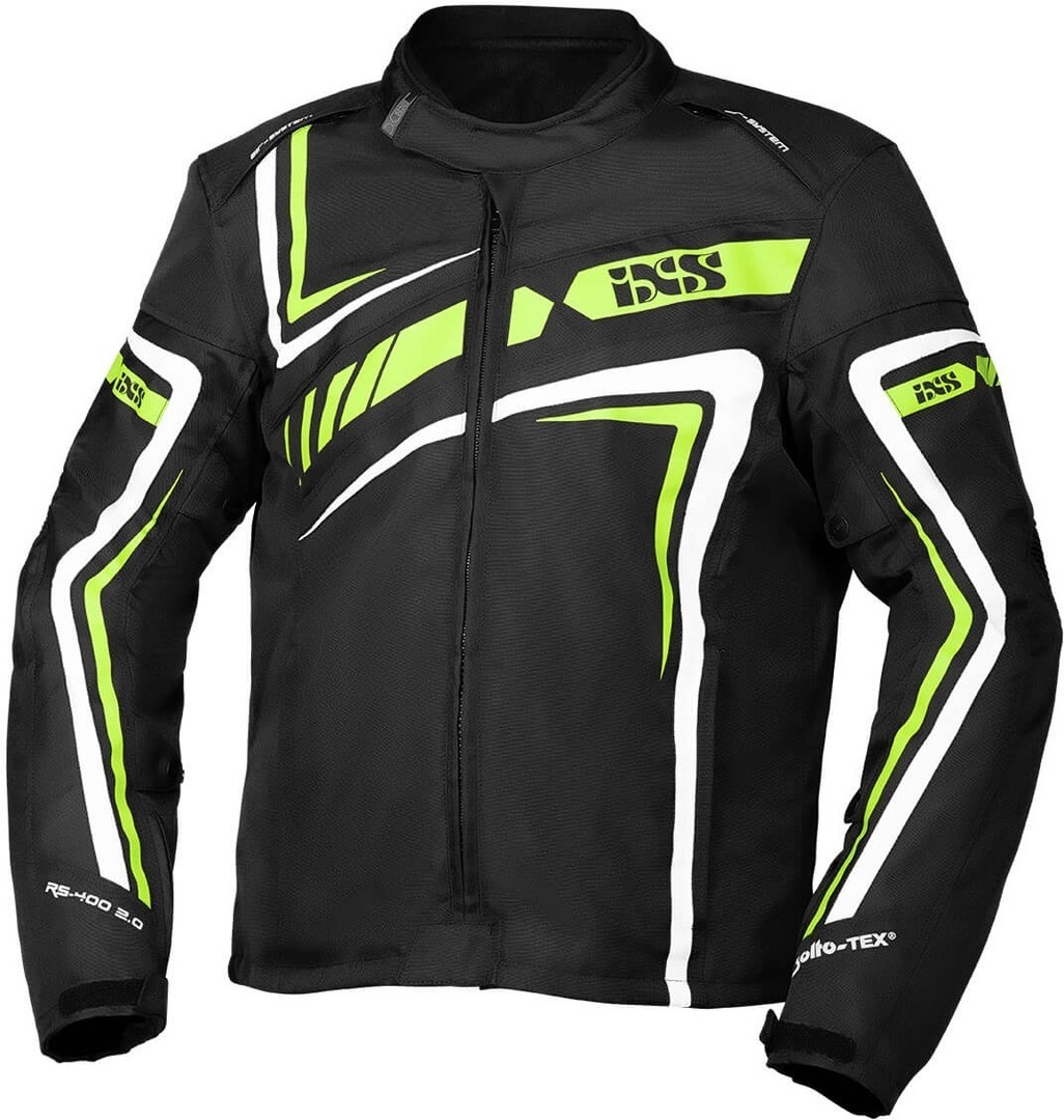 IXS Sport RS-400-ST 2.0 Motorcycle Textile Jacket, black-white-green, Size 2XL, black-white-green, Size 2XL