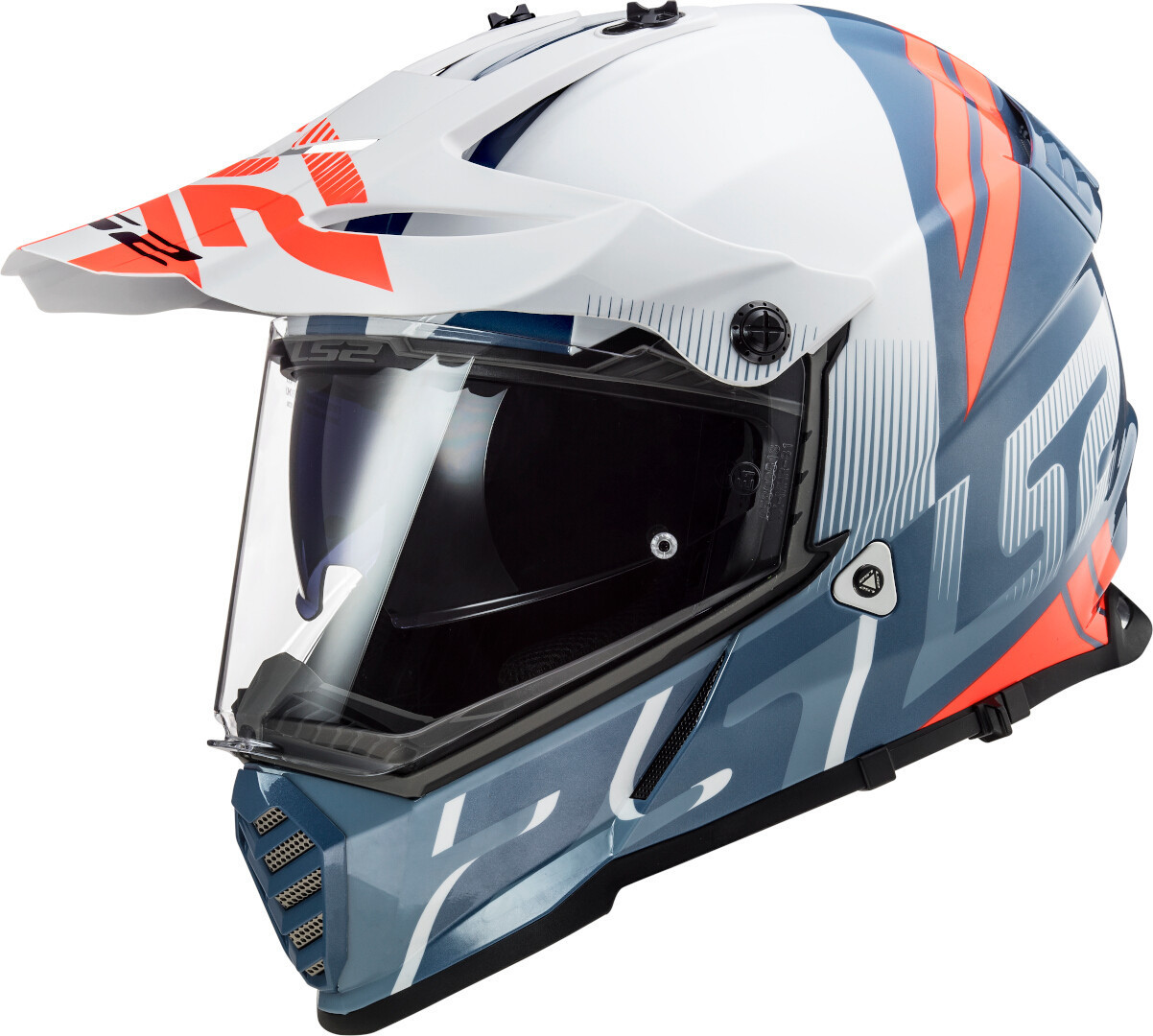LS2 MX436 Pioneer Evo Evolve Motocross Helmet, white-blue, Size XL, white-blue, Size XL