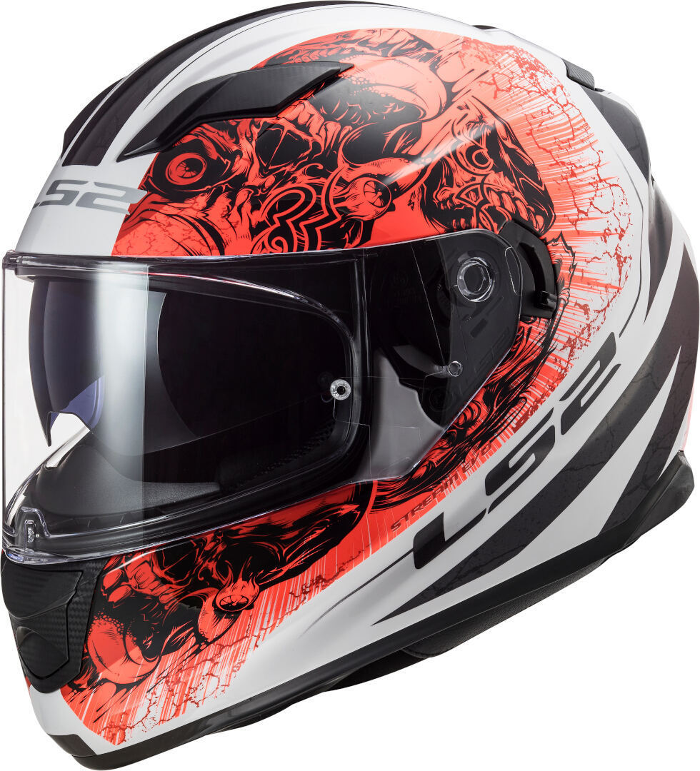 LS2 FF320 Stream Evo Throne Helmet, white-orange, Size 2XL, white-orange, Size 2XL