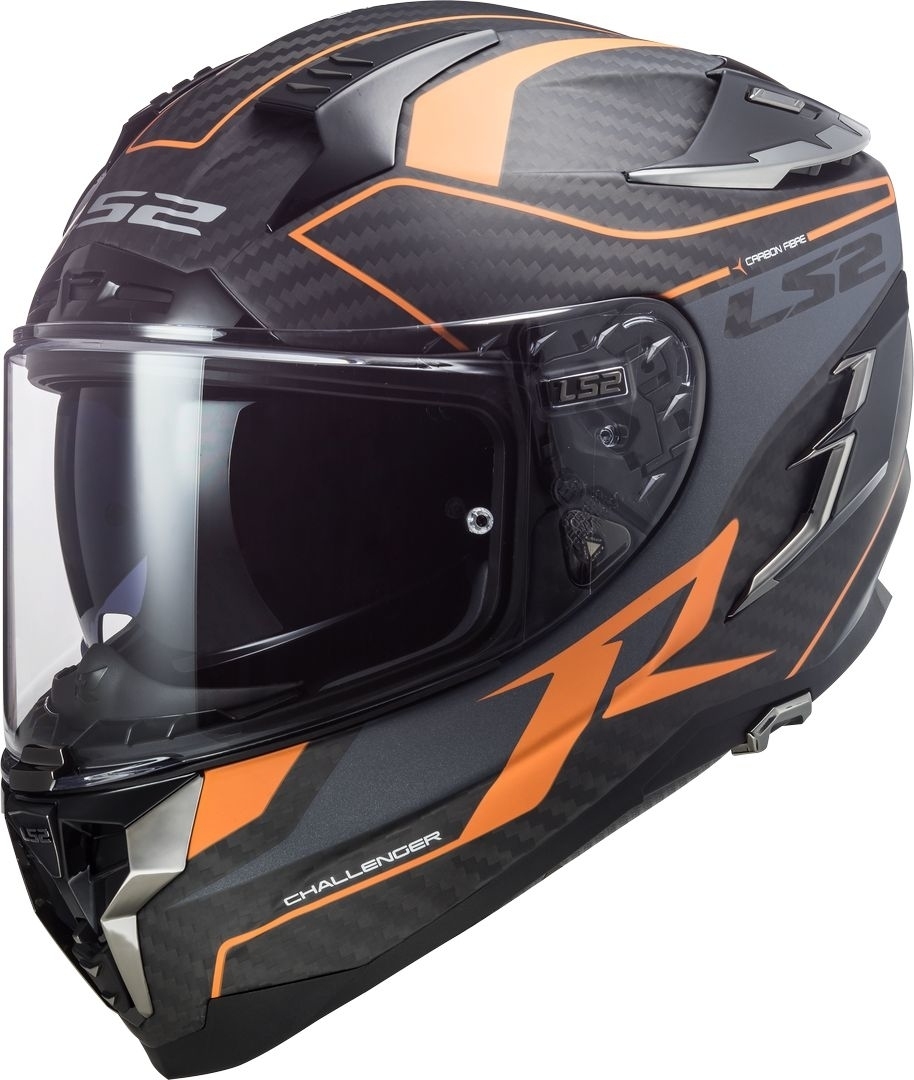 LS2 FF327 Challenger Grid Carbon Helmet, orange, Size 2XS, orange, Size 2XS
