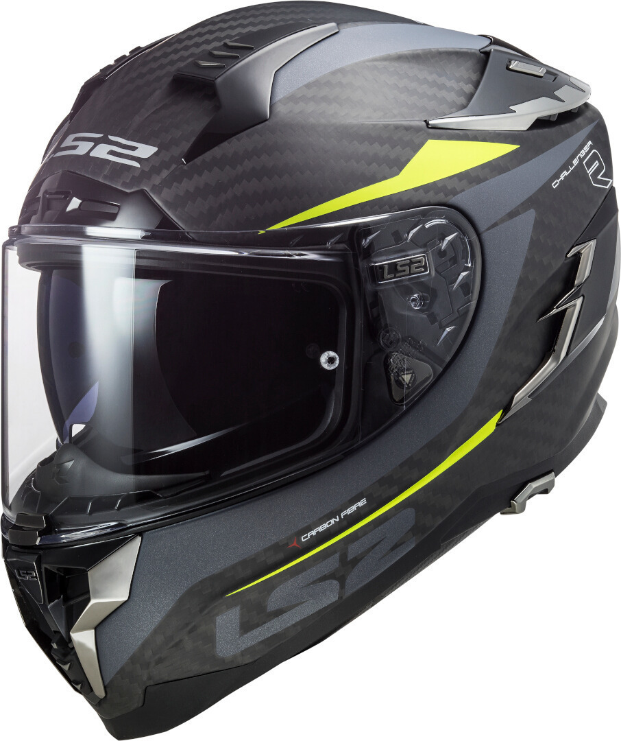 Image of LS2 FF327 Challenger Drone Carbon Casco, grigio-giallo, dimensione 2XS