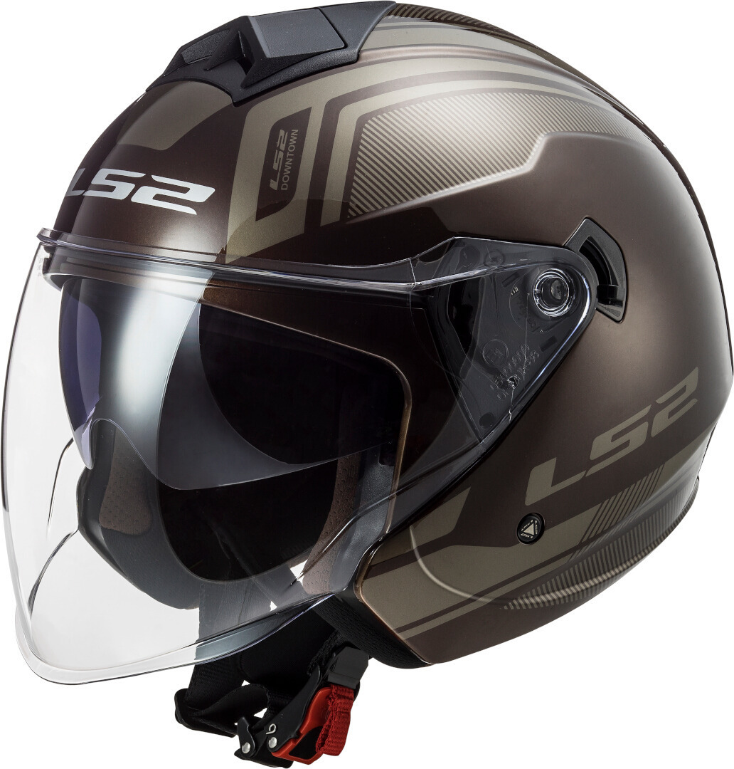 LS2 OF573 Twister II Flix Jet Helmet, brown, Size XS, brown, Size XS