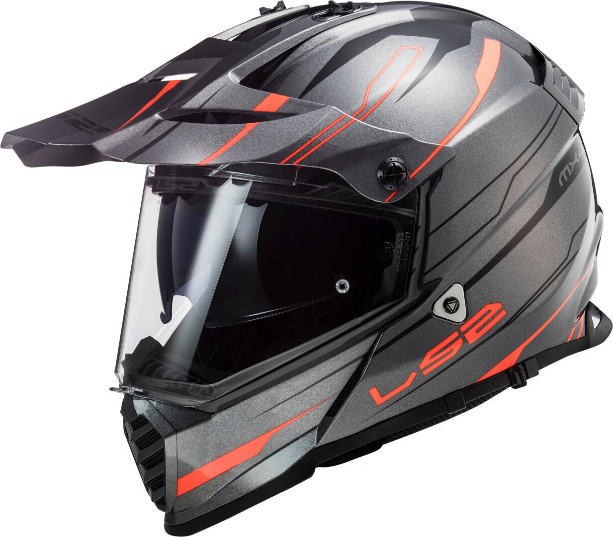 LS2 MX436 Pioneer Evo Knight Motocross Helmet, grey-orange, Size 2XS, grey-orange, Size 2XS