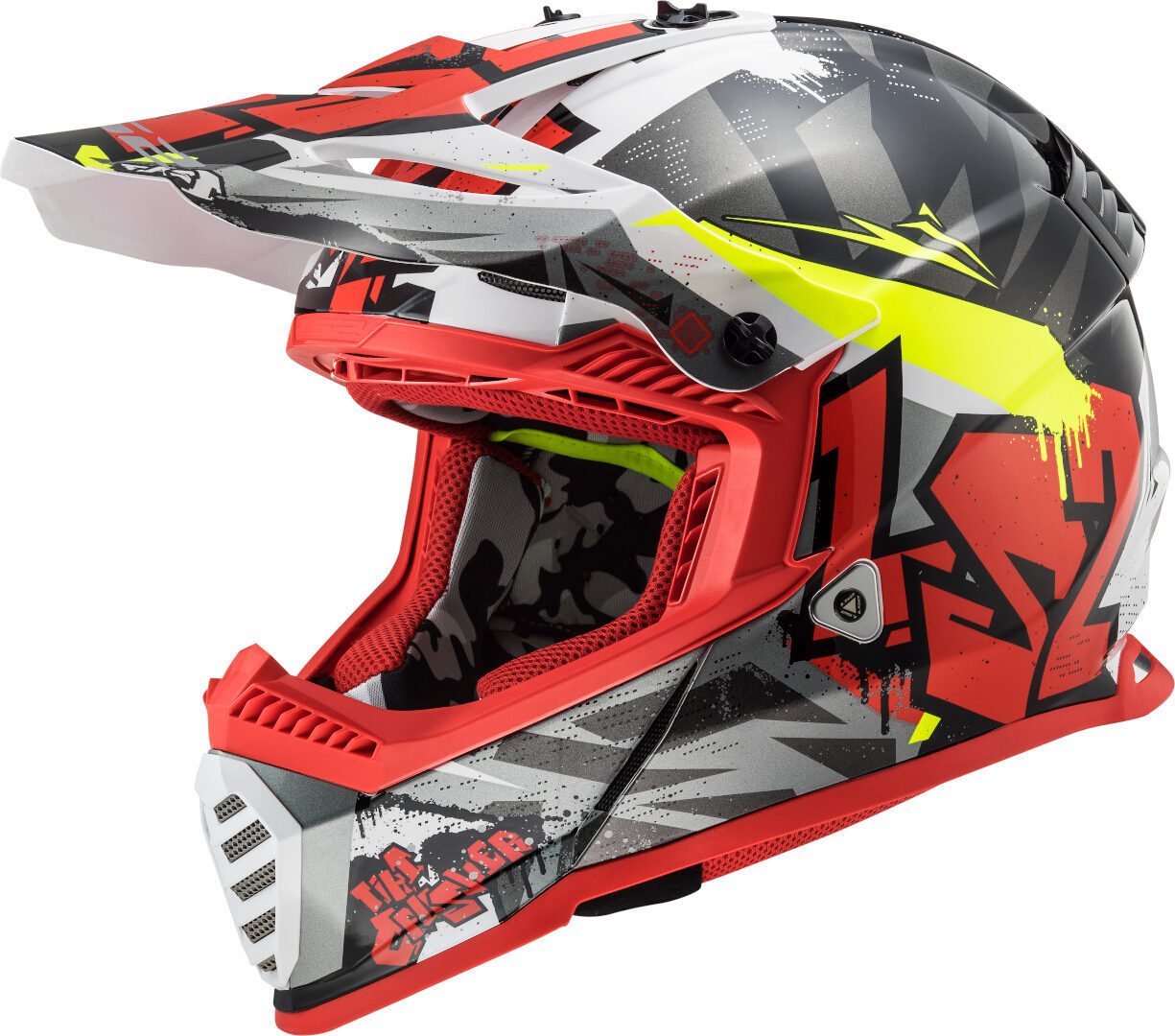 LS2 MX437 Fast Evo Crusher Motocross Helmet, black-red, Size S, black-red, Size S
