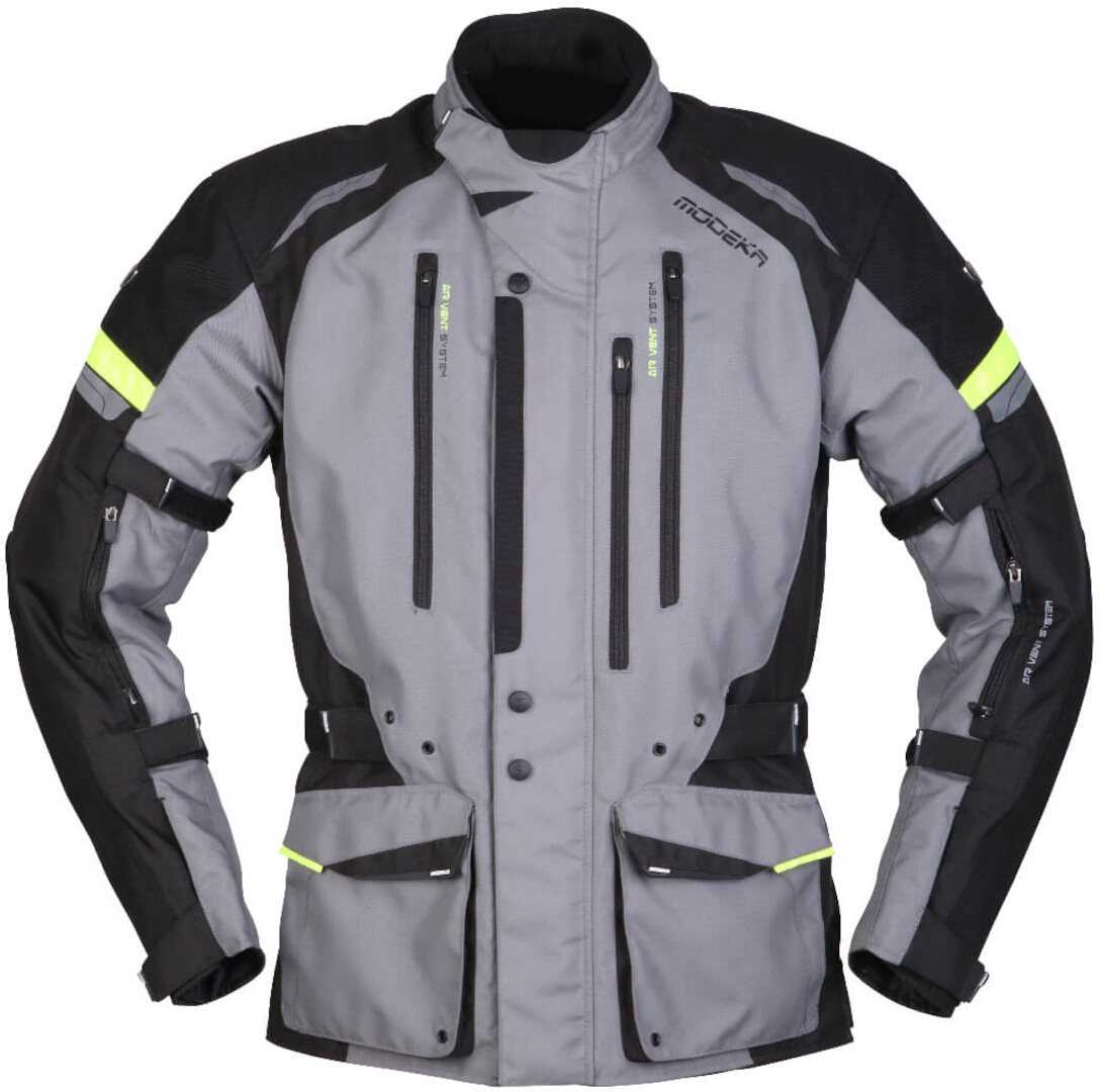 Modeka Men's Black Grey Striker Ii Motorcycle Textile Jacket, Black-Grey, Size 6XL For