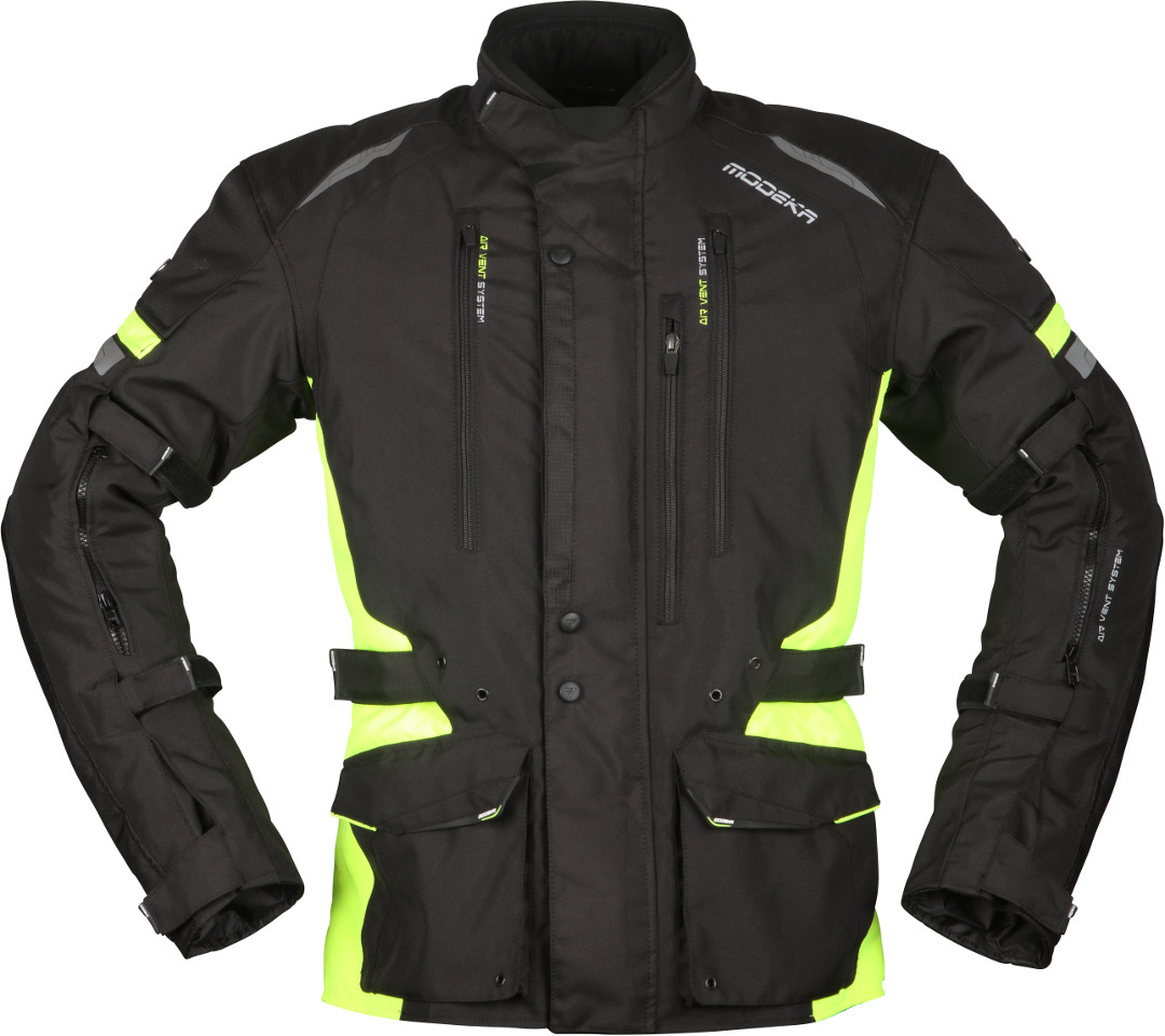 Modeka Striker II Motorcycle Textile Pants, black-yellow, Size S, black-yellow, Size S