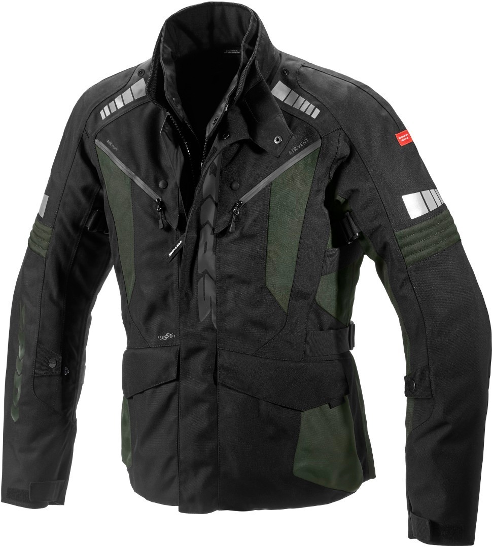 Spidi H2Out Outlander Motorcycle Textile Jacket, black-grey-green, Size M, black-grey-green, Size M