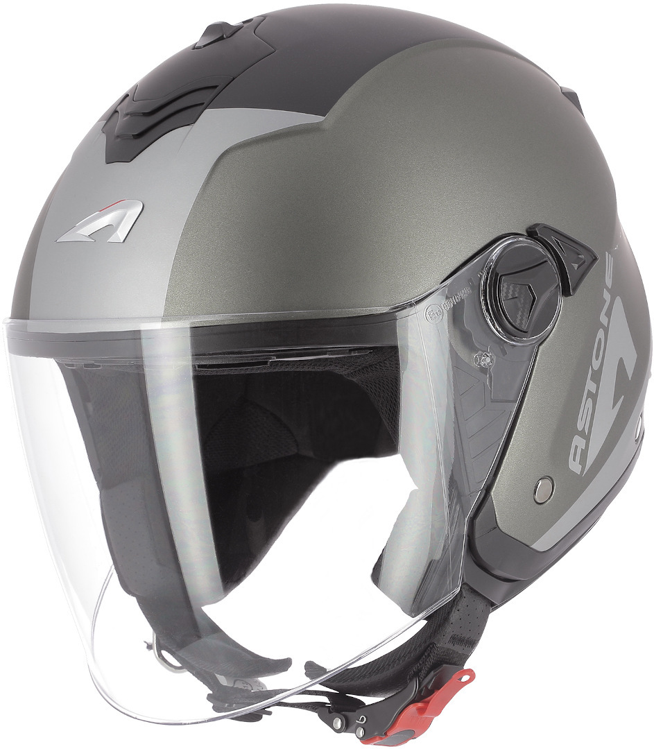 Astone Minijets Wipe Jet Helmet, black-grey, Size XS, black-grey, Size XS