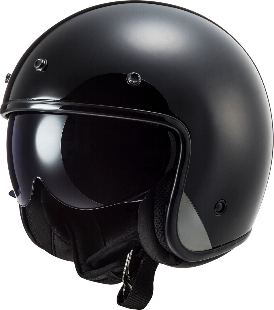 LS2 OF601 Bob Solid Jet Helmet, black, Size S, black, Size S