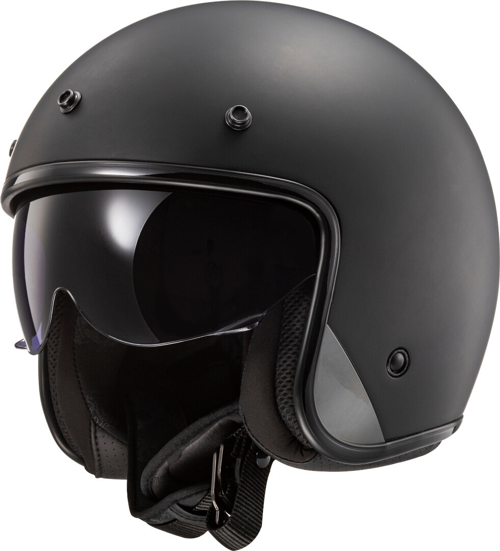 LS2 OF601 Bob Solid Jet Helmet, black, Size L, black, Size L