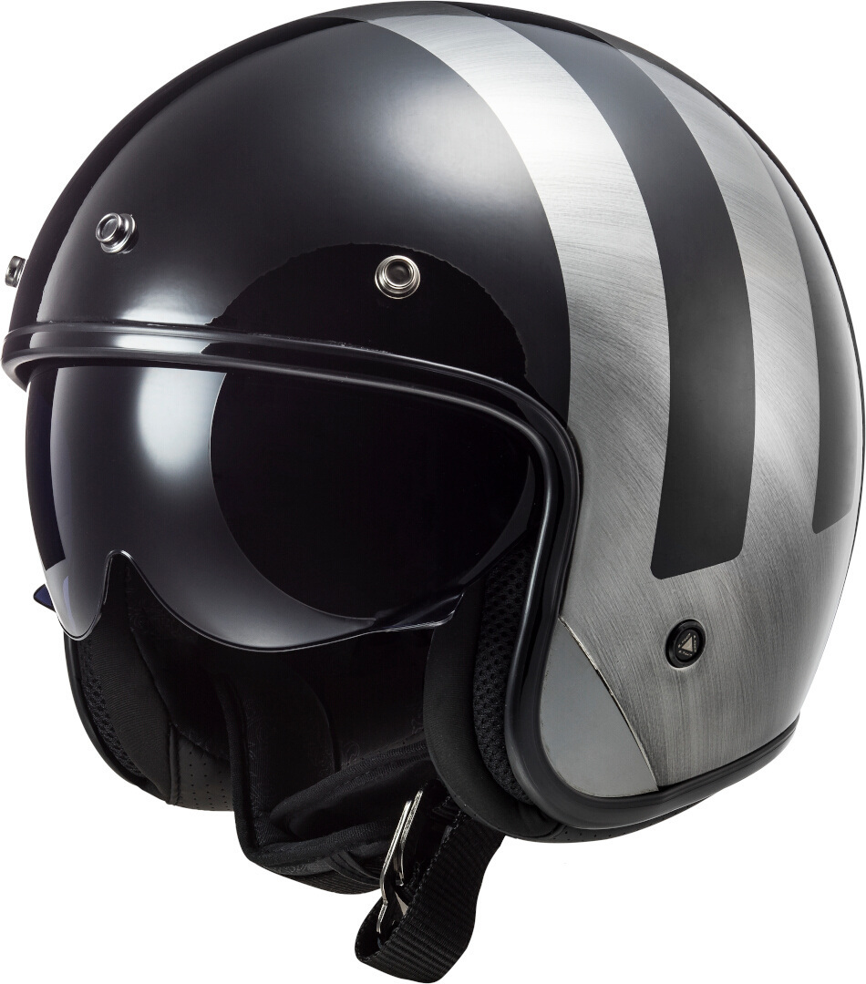 LS2 OF601 Bob Lines Jet Helmet, black-silver, Size S, black-silver, Size S