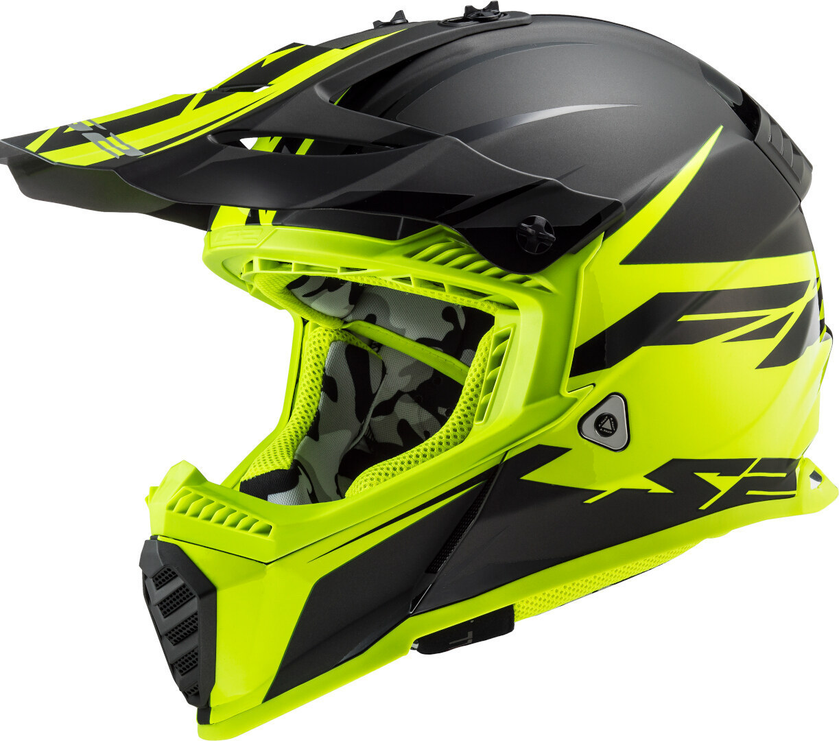 LS2 MX437 Fast Evo Roar Motocross Helmet, black-yellow, Size 2XS, black-yellow, Size 2XS