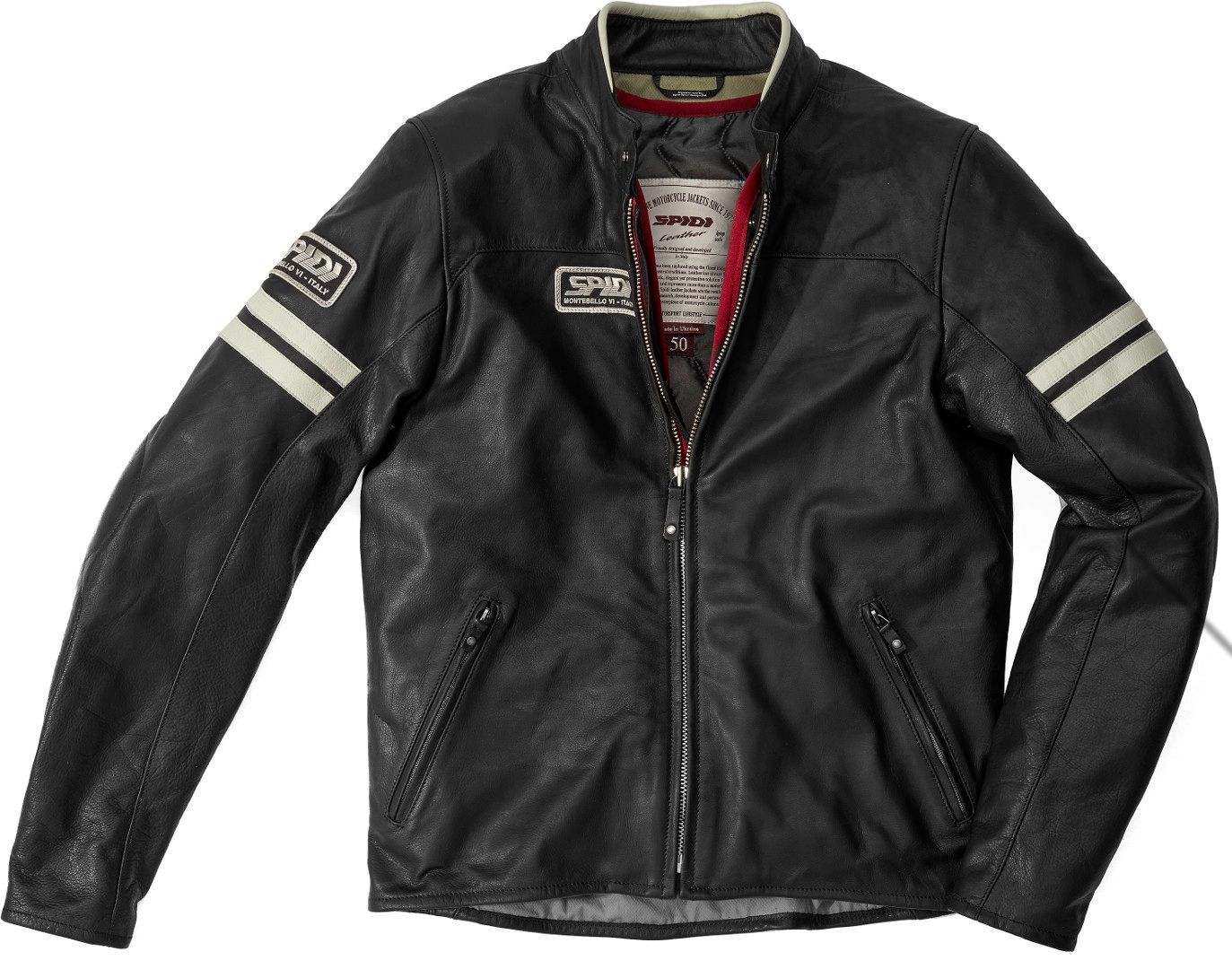 Spidi Vintage Motorfiets lederen jas, zwart-grijs, afmeting 54