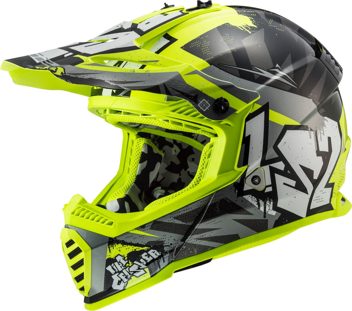 LS2 MX437 Fast Mini Evo Crusher Kids Motocross Helmet, black-yellow, Size 2XS XS, black-yellow, Size 2XS XS