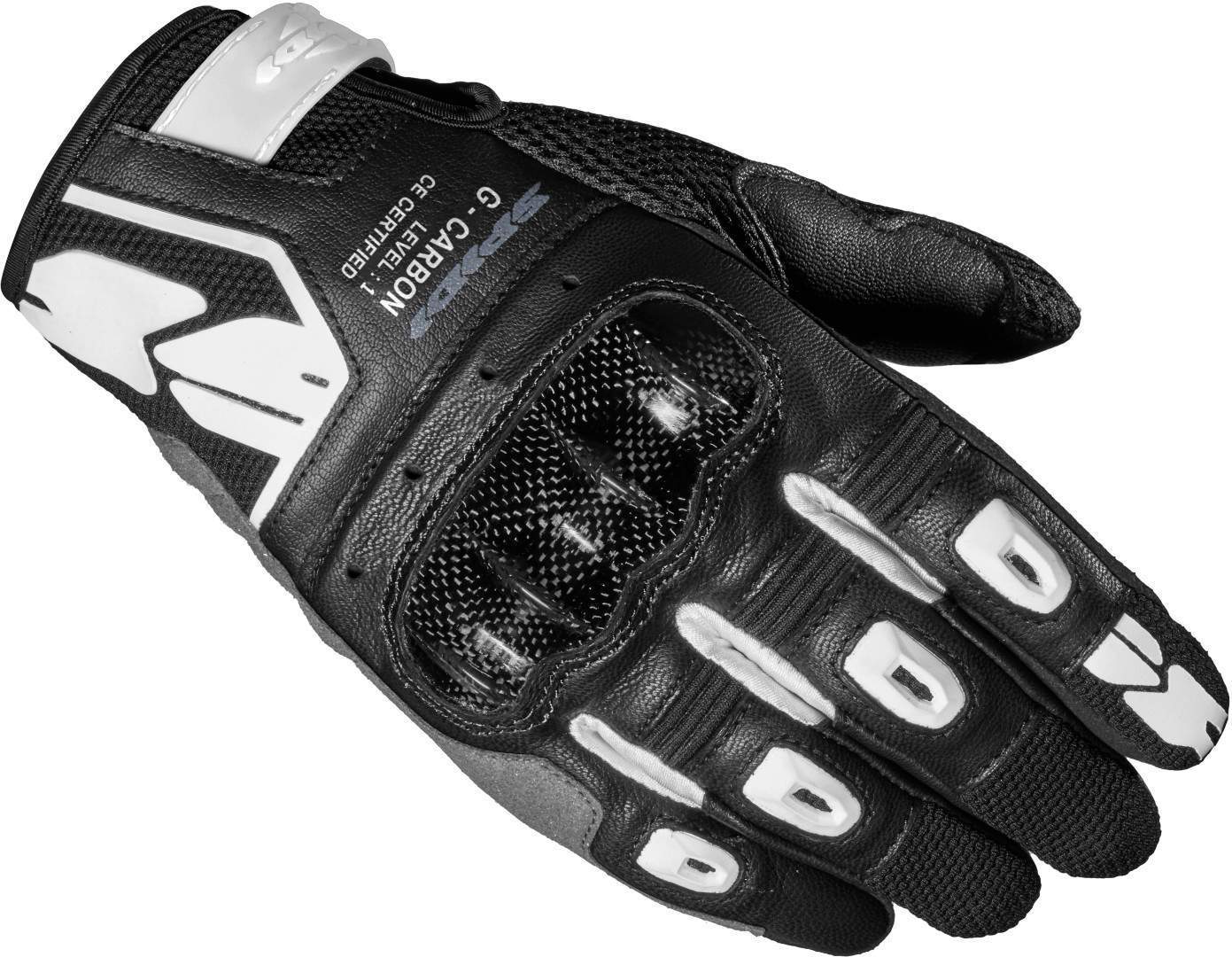 Spidi G-Carbon Ladies Motorcycle Gloves, black-white, Size XS for Women, black-white, Size XS for Women