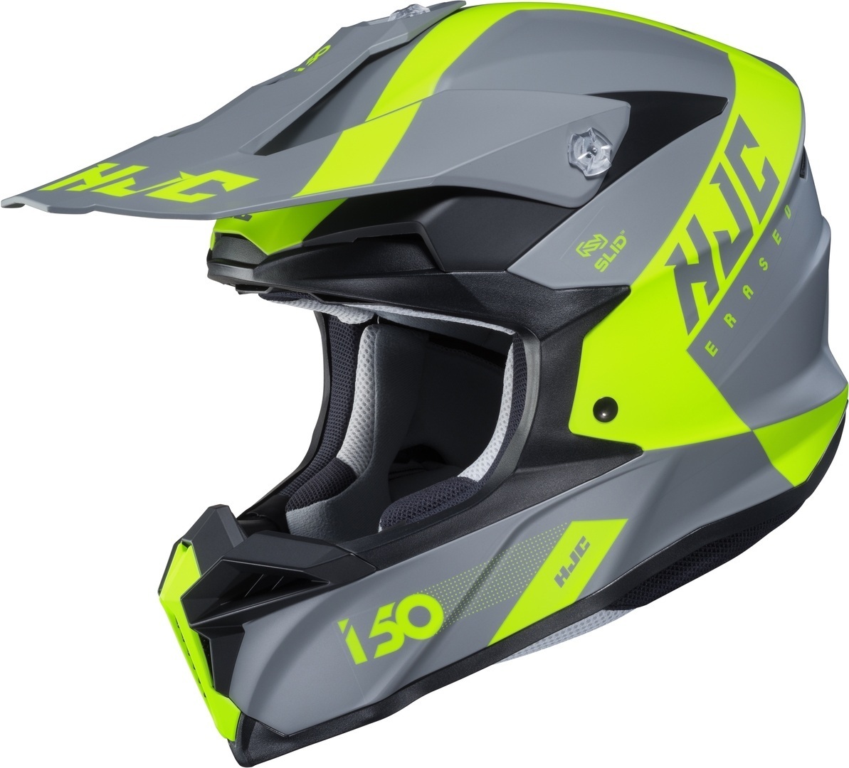 HJC i50 Erased Motocross Helmet, grey-yellow, Size S, grey-yellow, Size S