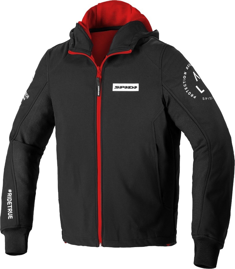 Image of Spidi TexTech Armor Evo Felpa con cappuccio motociclistica, nero-rosso, dimensione M