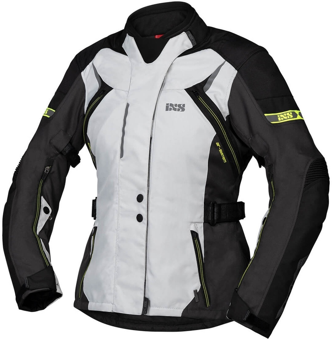 IXS Tour Liz-ST Ladies Motorcycle Textile Jacket, black-grey-yellow, Size S for Women, black-grey-yellow, Size S for Women