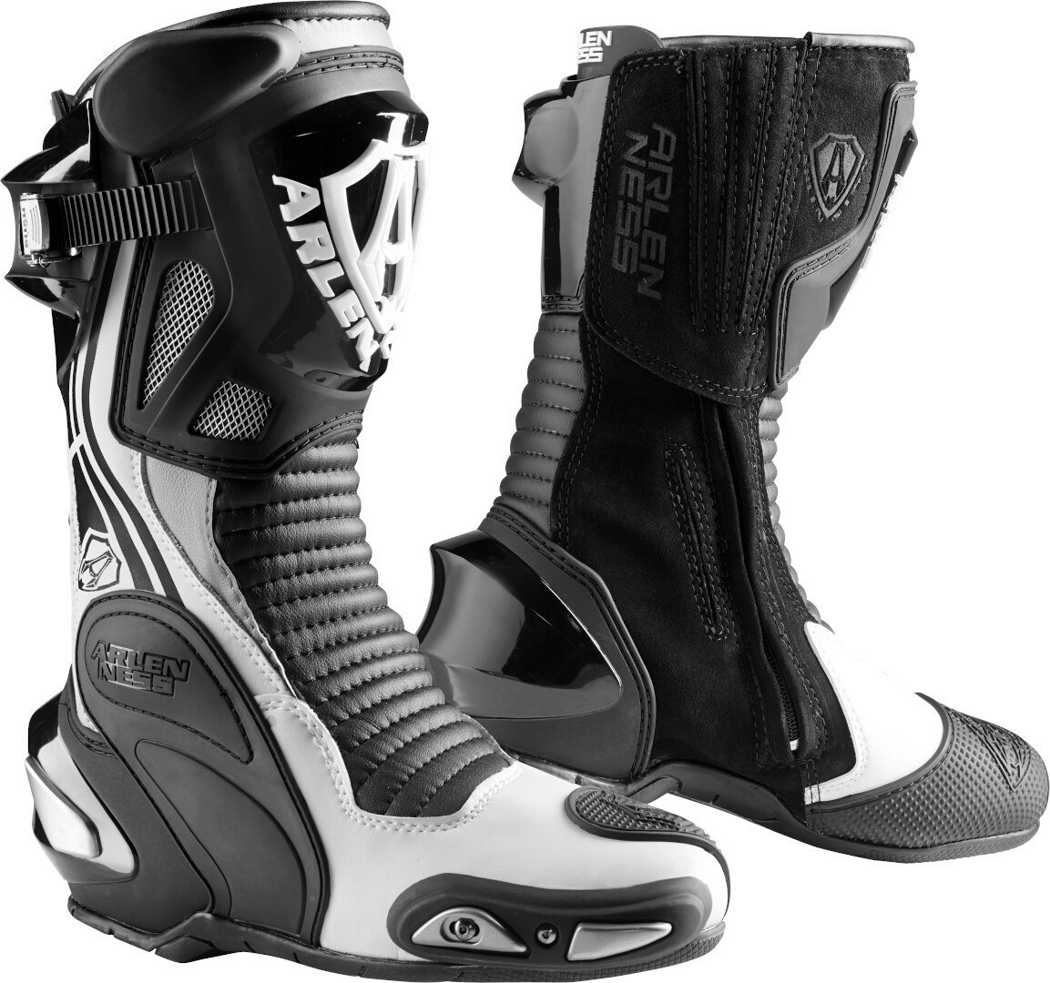 Arlen Ness Pro Shift 2 Motorradstiefel, schwarz-grau-weiss, Größe 42, schwarz-grau-weiss, Größe 42