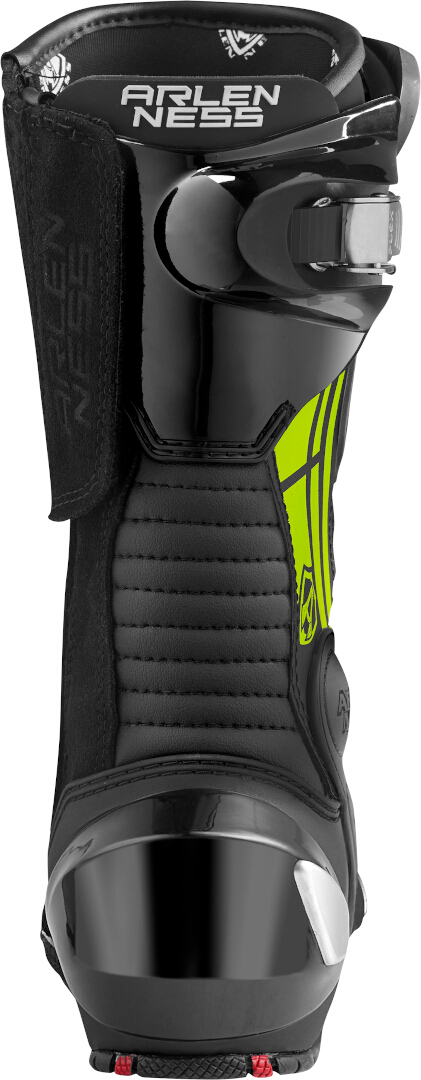 Side view of Arlen Ness Pro Shift 2 Motorcycle Boots, black-yellow, Size 40 for Women