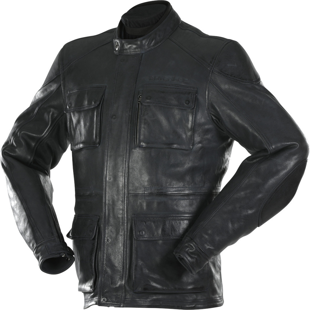 Overlap Maverick Motorcycle Leather Jacket, black, Size 3XL, black, Size 3XL