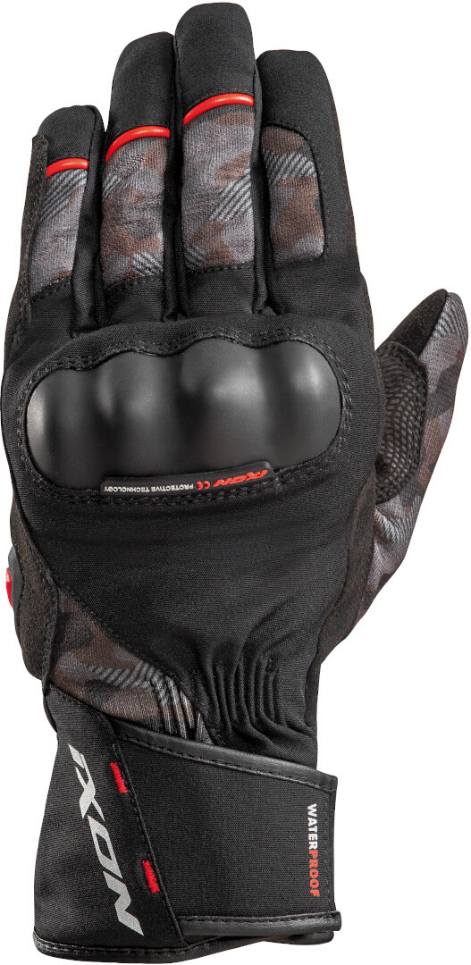 Ixon Pro Russel Camo Motorcycle Gloves, black-red, Size S, black-red, Size S