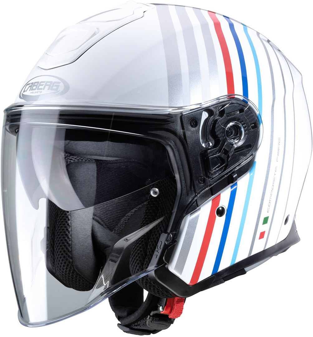 Caberg Flyon Bakari Jet helm, wit-rood-blauw, afmeting L