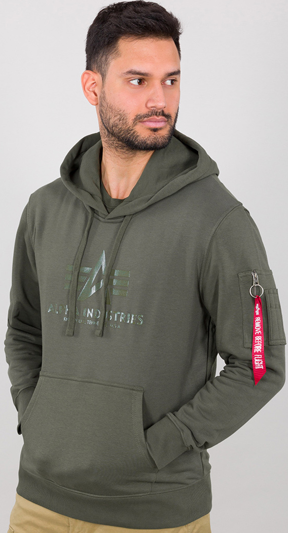 Alpha Industries Vinyl Logo Hoodie, grön, storlek M