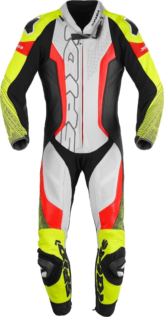 Image of Spidi Supersonic Pro Tuta in moto forata a un pezzo, nero-bianco-rosso-giallo, dimensione 48