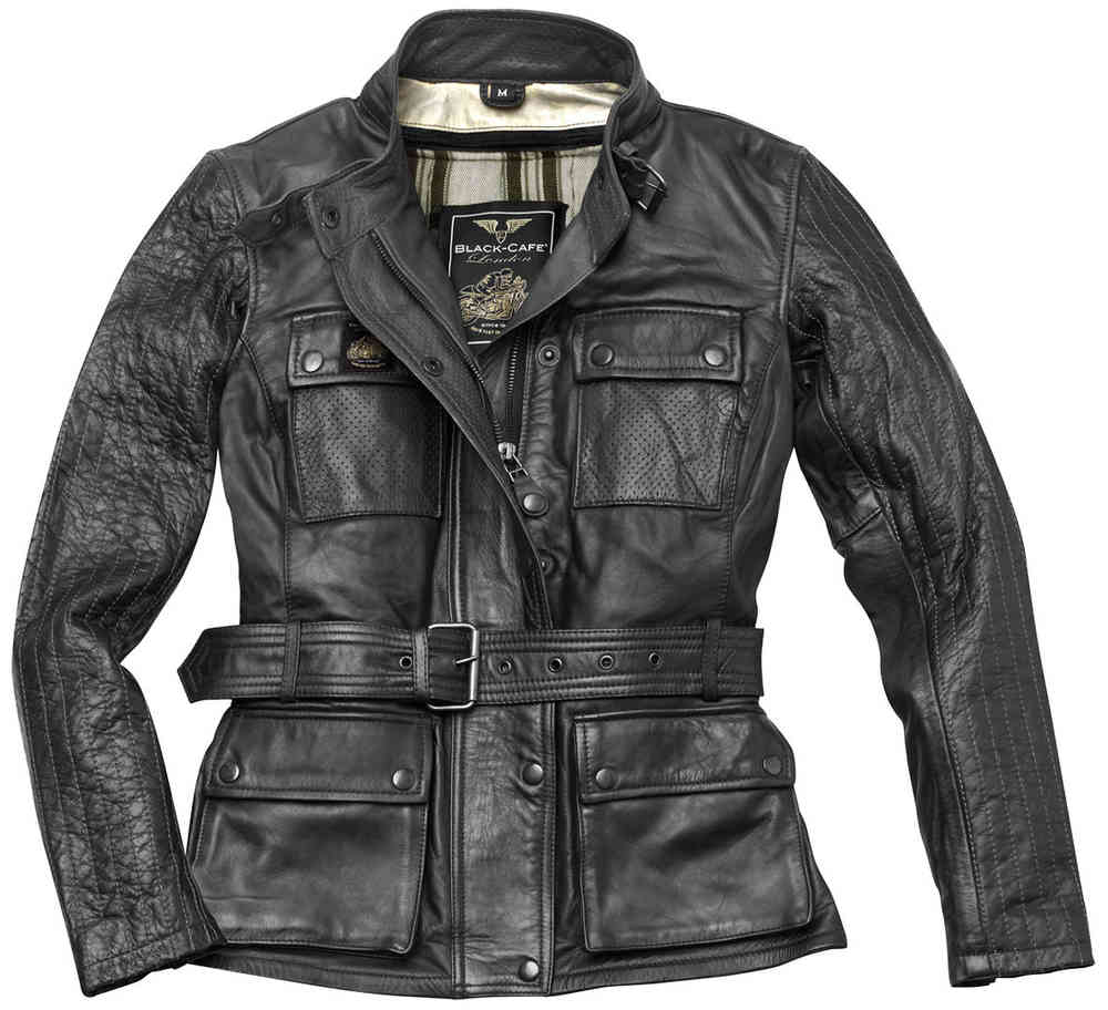 Black-Cafe London Madrid Veste en cuir de moto dames