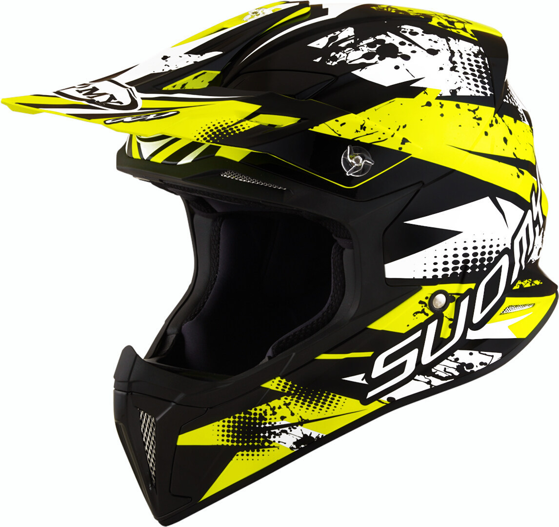 Side view of Suomy X-Wing Gap Motocross Helmet, black-white-yellow, Size XL for Men