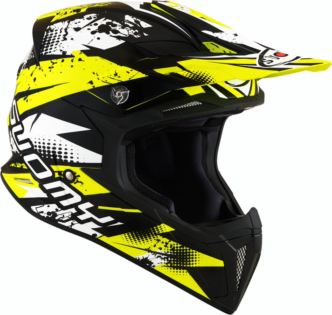 Side view of Suomy X-Wing Gap Motocross Helmet, black-white-yellow, Size XL for Men