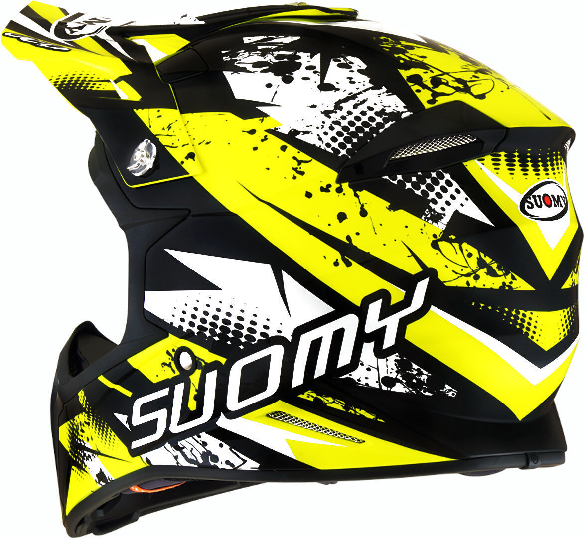 Side view of Suomy X-Wing Gap Motocross Helmet, black-white-yellow, Size XL for Men
