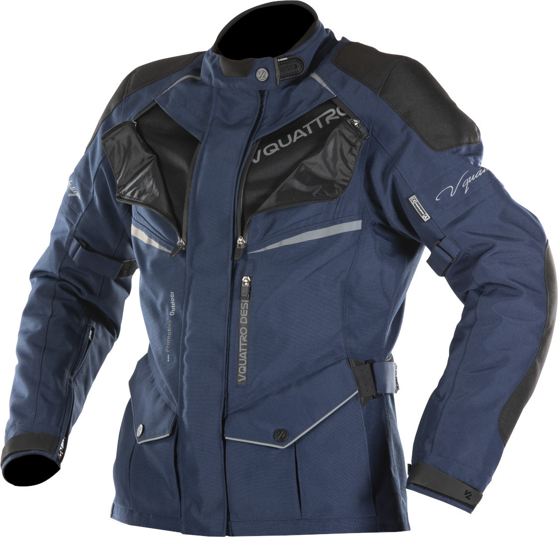 VQuattro Hurricane Lady Ladies Motorcycle Textile Jacket, black-blue, Size XS for Women, black-blue, Size XS for Women
