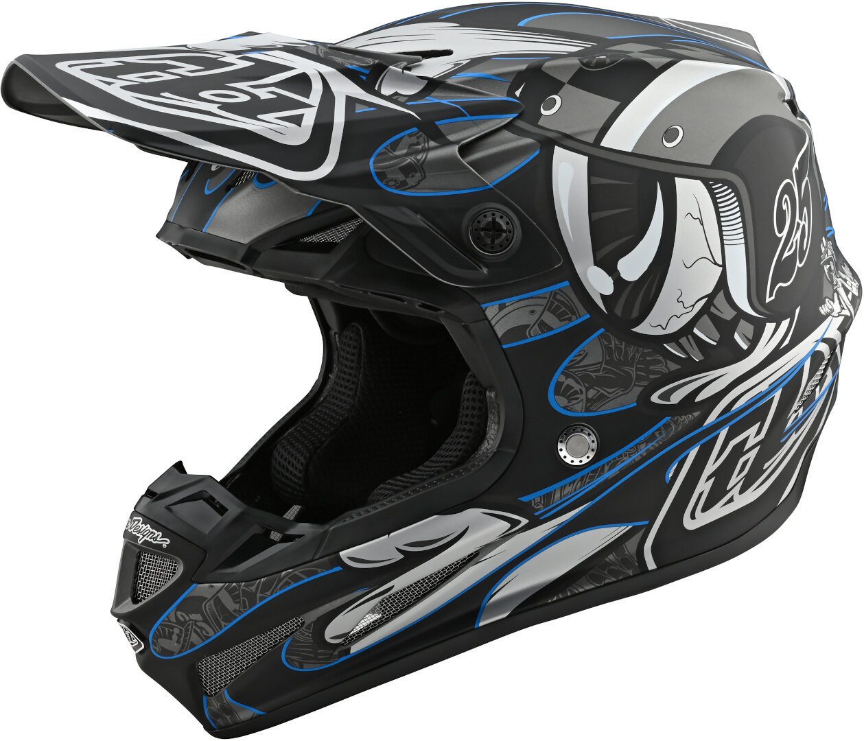 Troy Lee Designs SE4 Eyeball MIPS Motocross Helmet, black-silver, Size S, black-silver, Size S