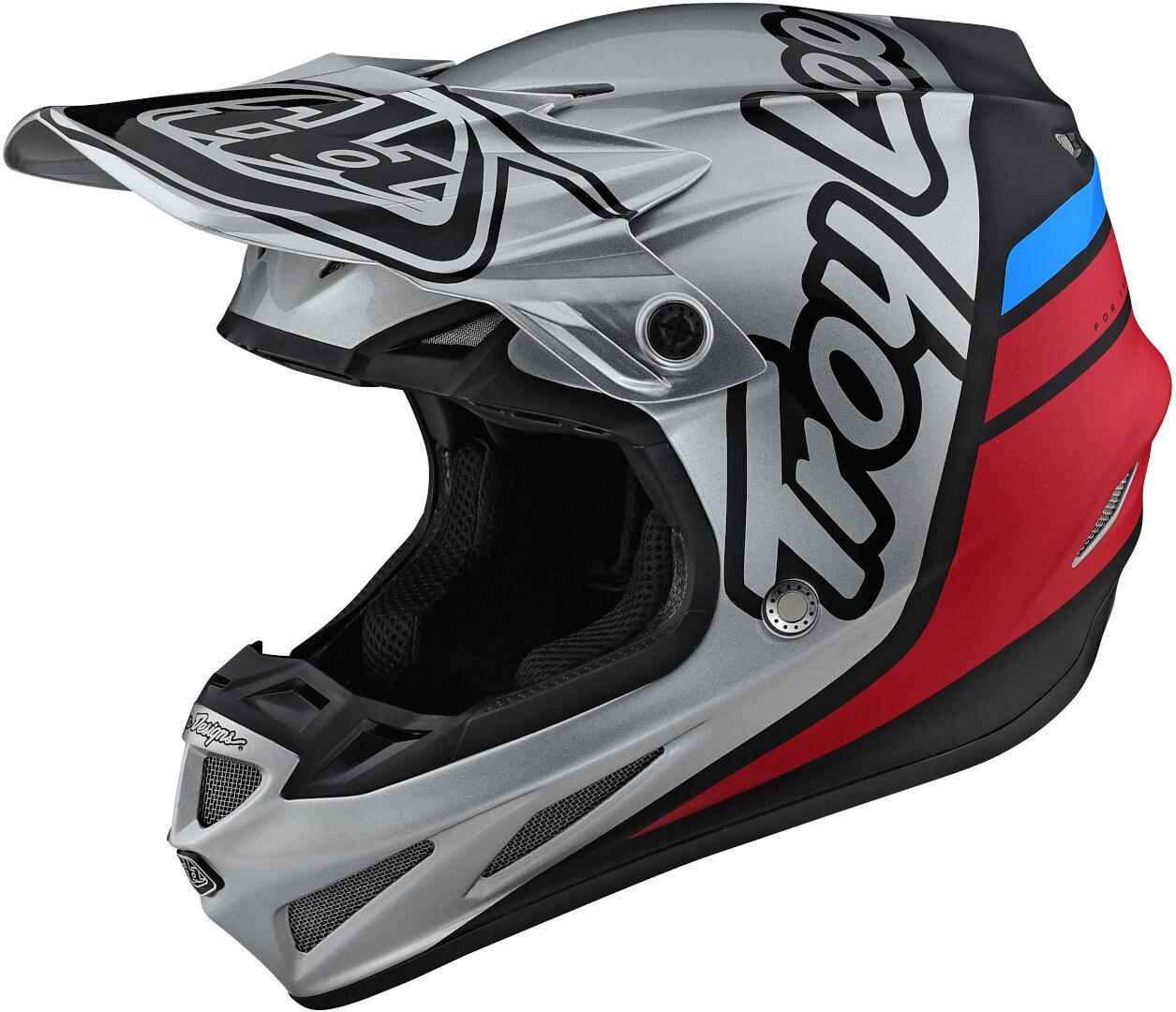 Troy Lee Designs SE4 Silhouette MIPS Motocross Helmet, black-red-silver, Size S, black-red-silver, Size S