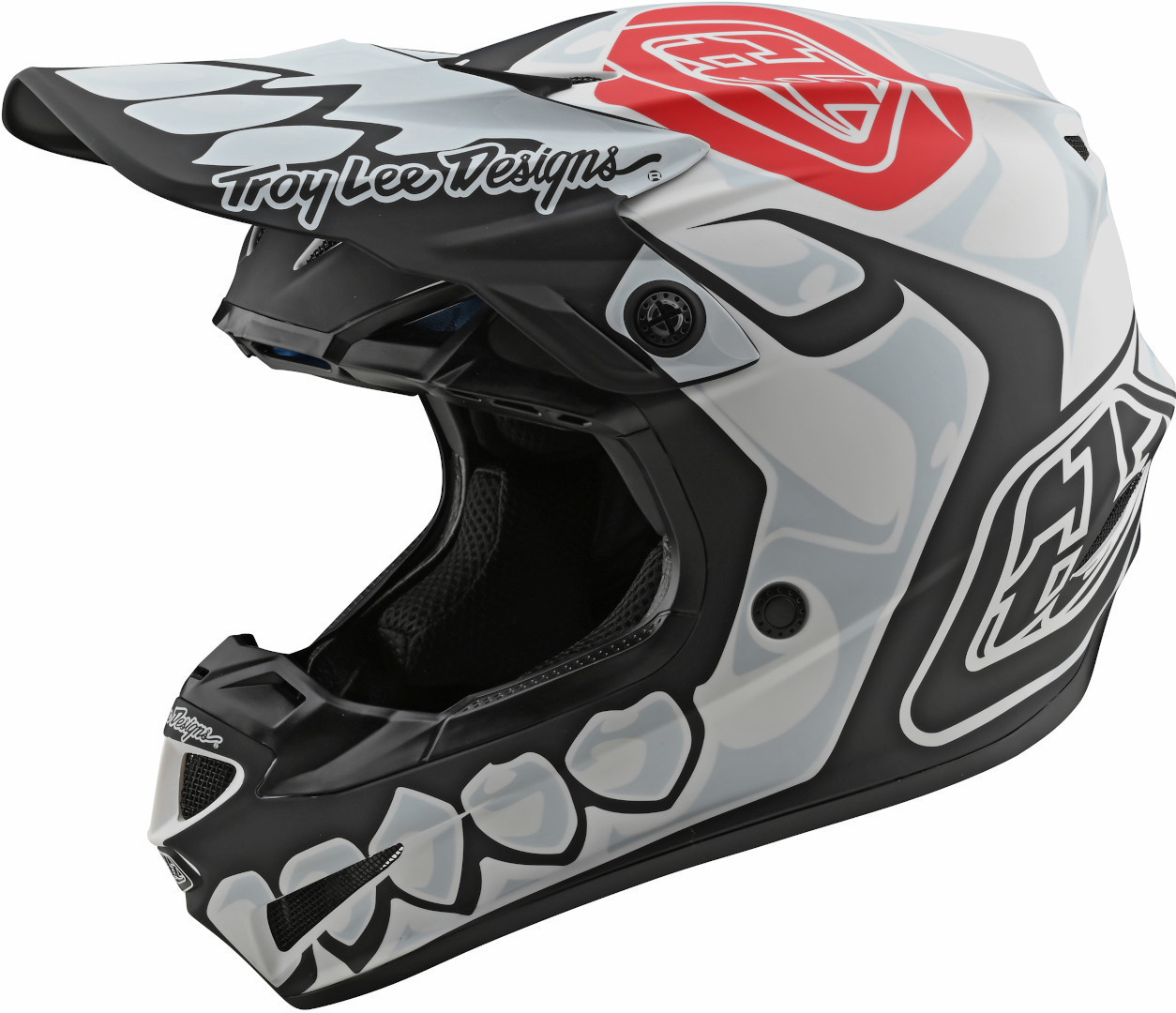 Troy Lee Designs SE4 PA Skully Motocross Helmet, black-white, Size S, black-white, Size S