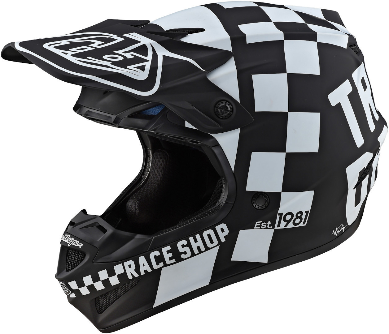 Troy Lee Designs SE4 PA Checker Motocross Helmet, black-white, Size S, black-white, Size S
