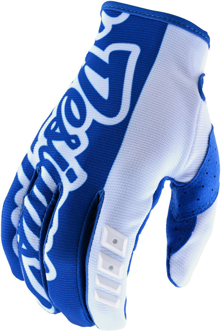 Troy Lee Designs GP Solid Motocross Gloves, white-blue, Size S, white-blue, Size S