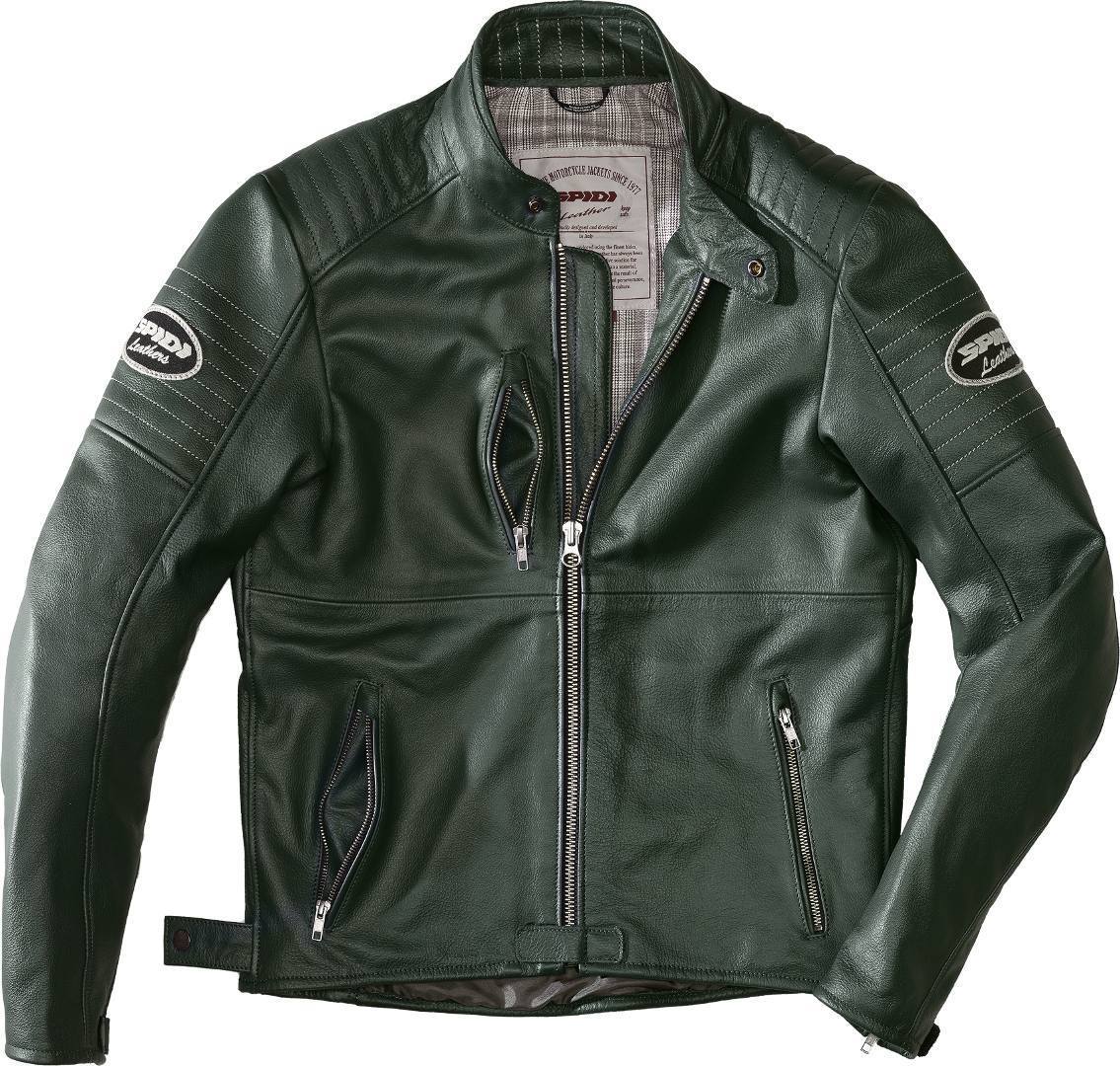 Spidi Clubber Motorcycle Leather Jacket, green, Size 48, green, Size 48