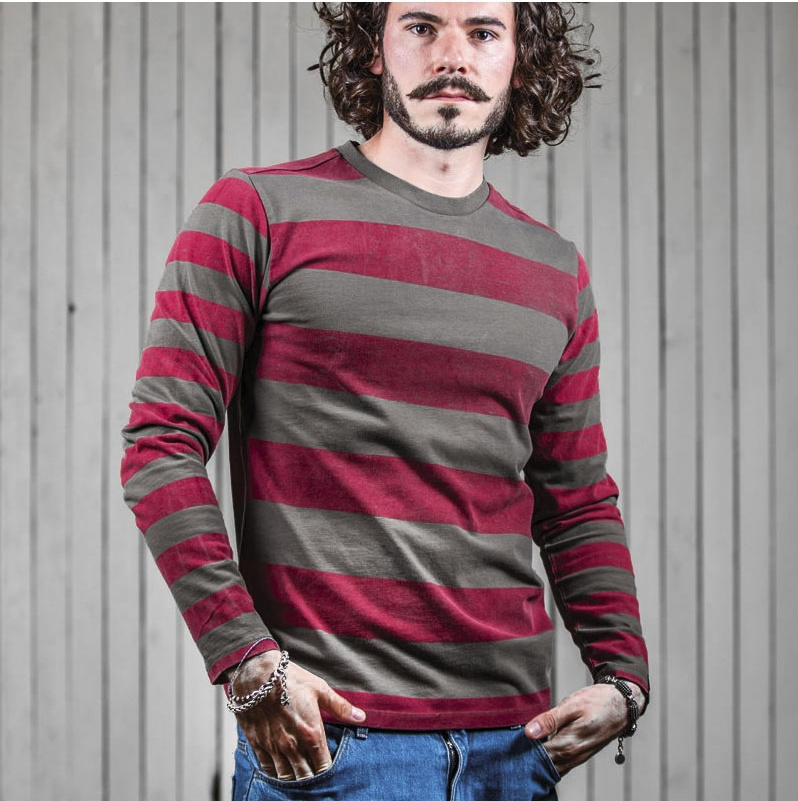 Side view of HolyFreedom Kruger Longsleeve, grey-red, Size S for Men