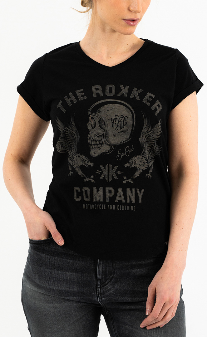 Rokker Eagle Dames T-shirt, zwart, afmeting XS voor vrouw