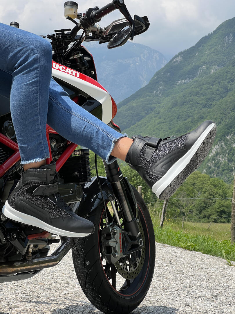 Side view of Stylmartin Audax Glam Ladies Motorcycle Shoes, black, Size 42 for Women