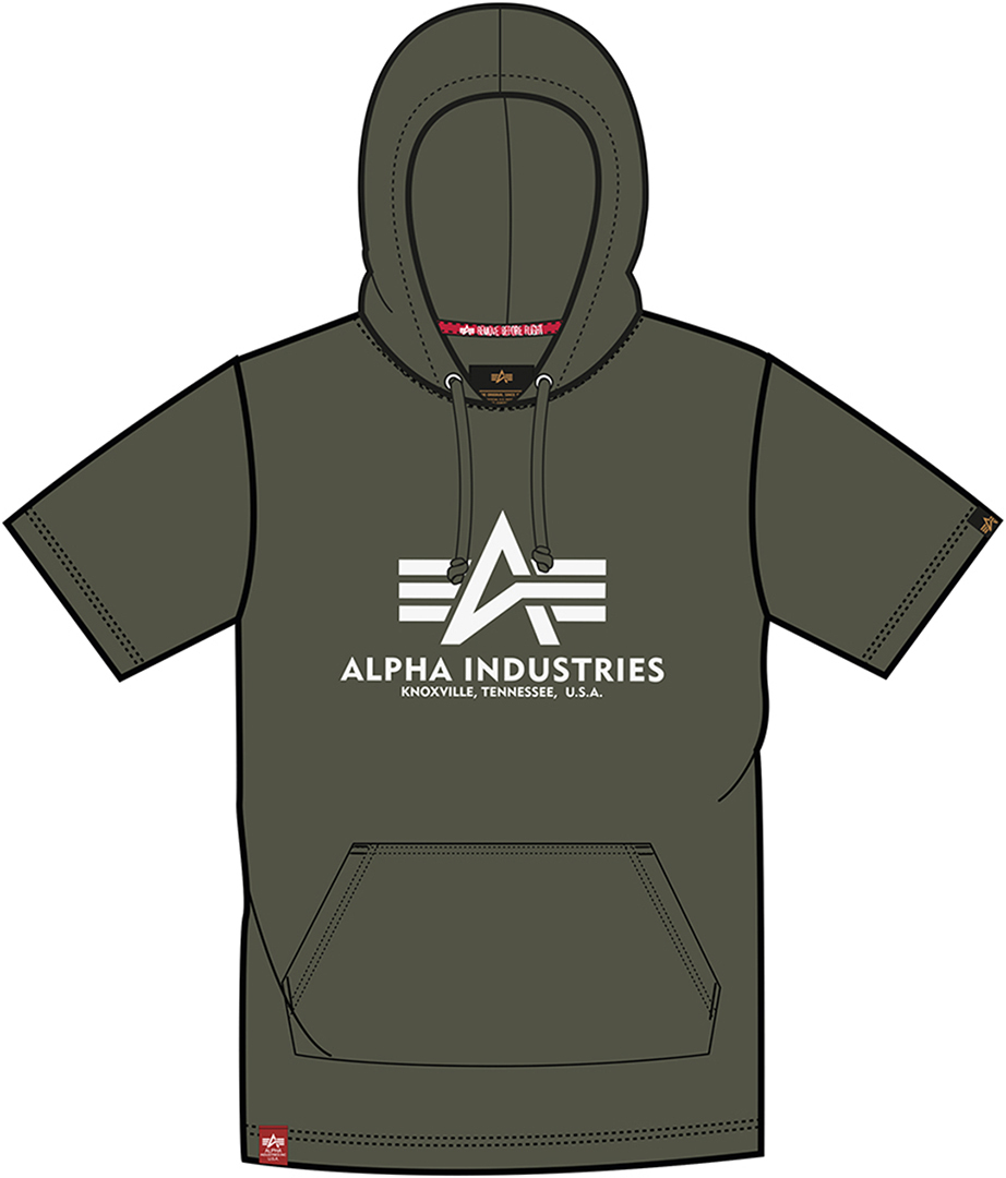 Alpha Industries Basic Hooded T-Shirt, grün, Größe M, grün, Größe M