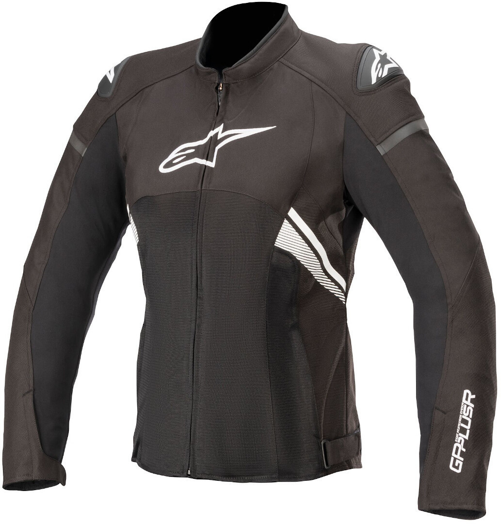 Alpinestars Stella T-GP Plus R V3 Air Ladies Motorcycle Textile Jacket, black-white, Size L for Women, black-white, Size L for Women