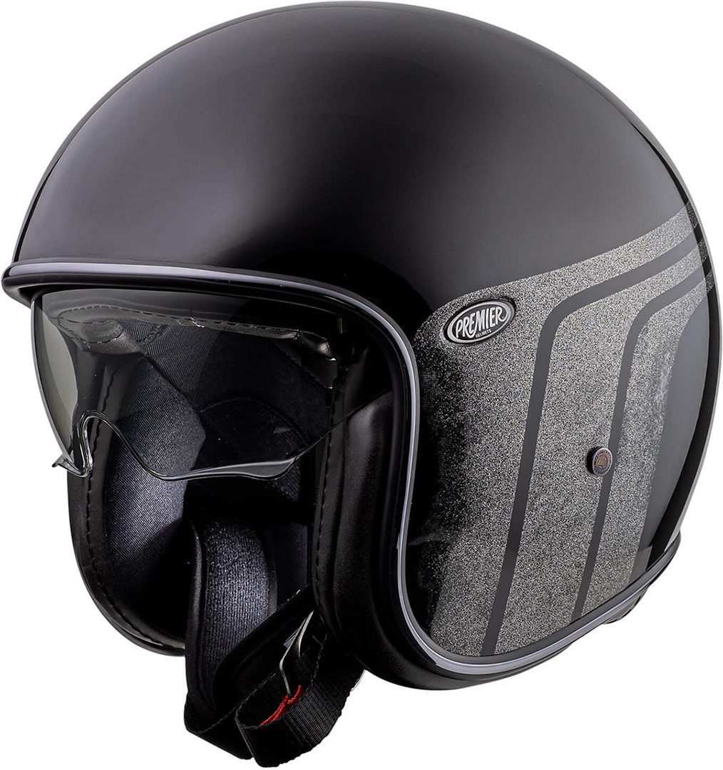 Premier Vintage BTR 9 Jet Helmet, black-silver, Size XS, black-silver, Size XS