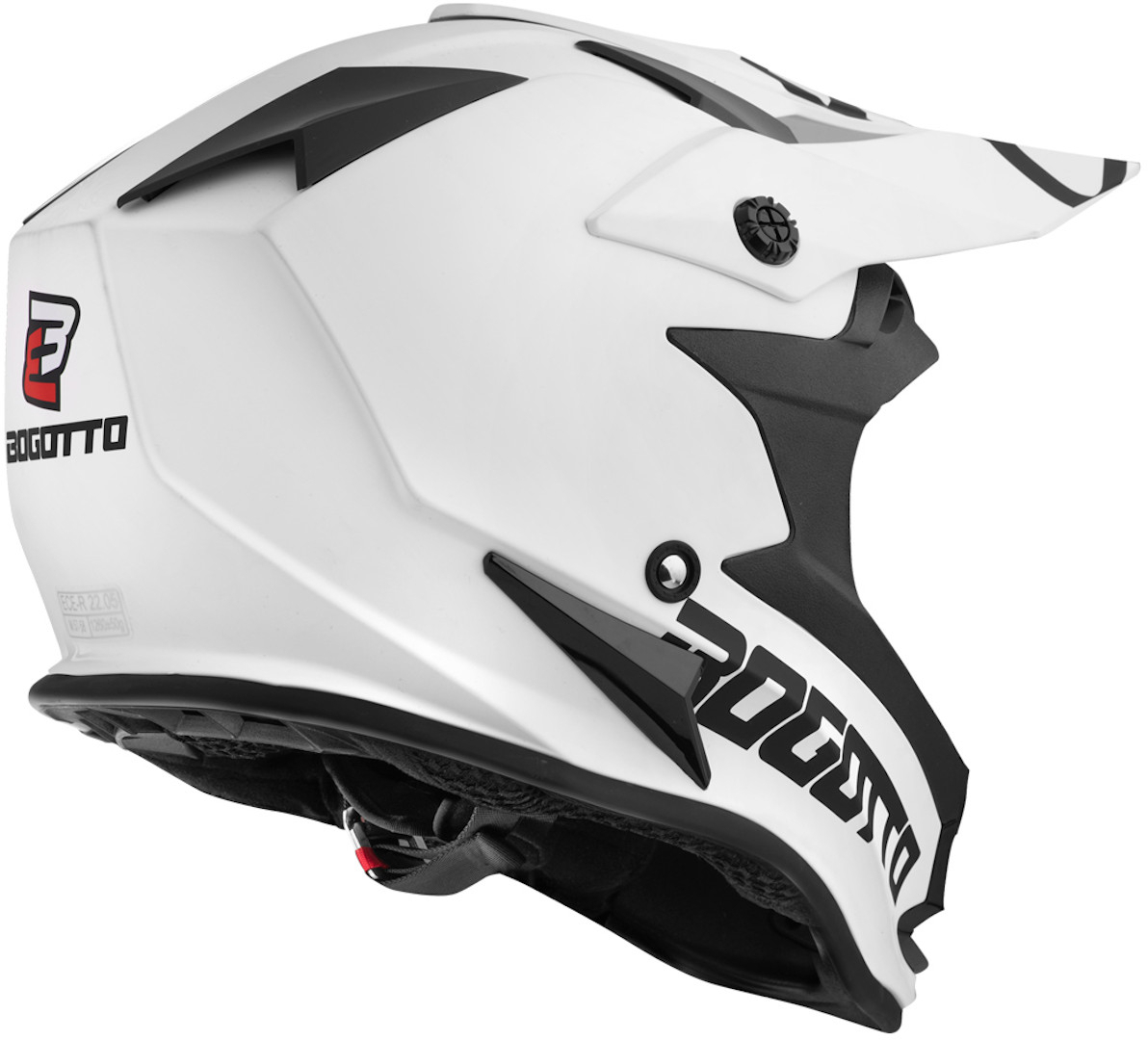 Side view of Bogotto V321 Solid Motocross Helmet, white, Size L for Men