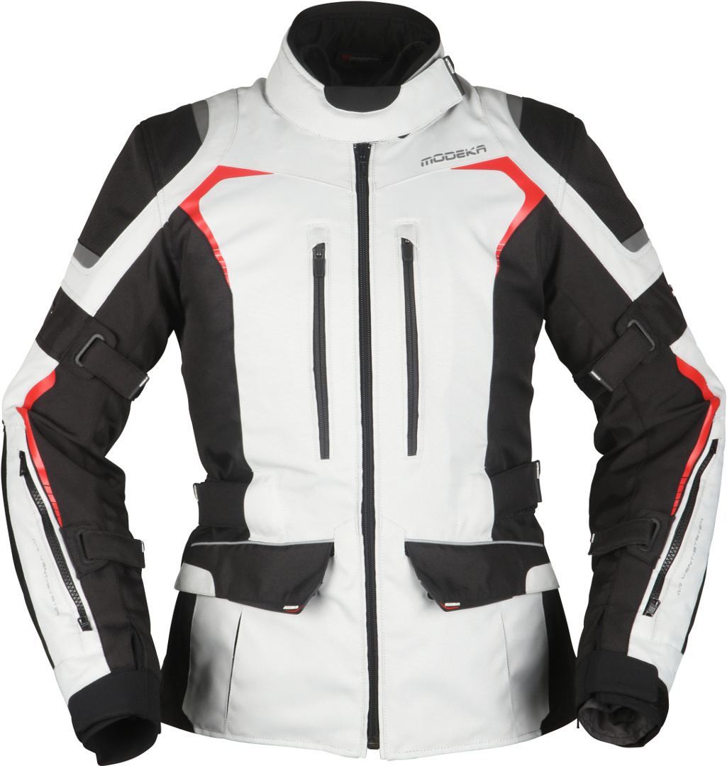 Modeka Elaya Ladies Motorcycle Textile Jacket, black-grey, Size 34 for Women, black-grey, Size 34 for Women