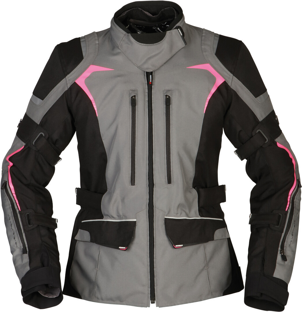 Modeka Elaya Ladies Motorcycle Textile Jacket, black-grey, Size 34 for Women