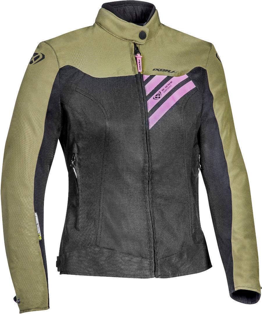 Ixon Orion Ladies Motorcycle Textile Jacket, black-green, Size L for Women, black-green, Size L for Women